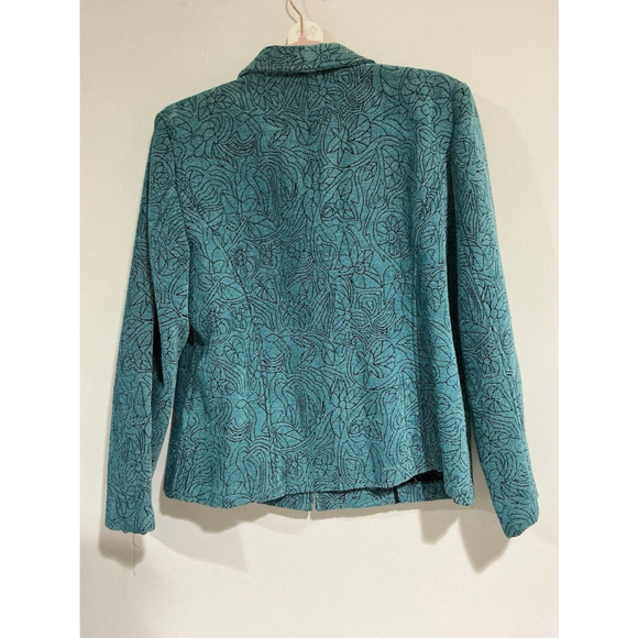 Woman’s Dress Barn Tapestry Blue Front Zip Size Medium Jacket - Picture 4 of 11